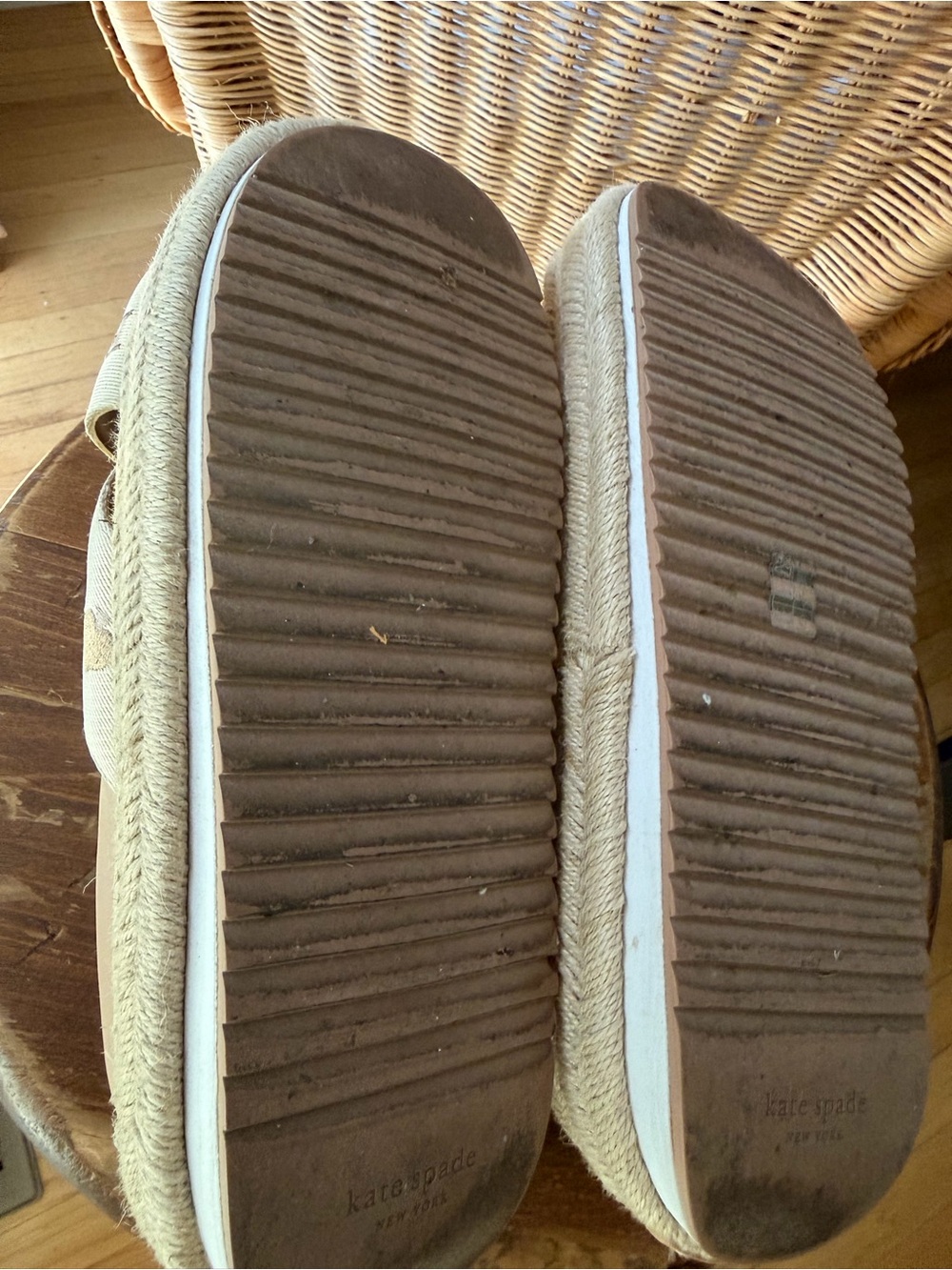 kate spade Neutral Beige Crisscross Espadrille Platform Slides - Picture 4 of 6